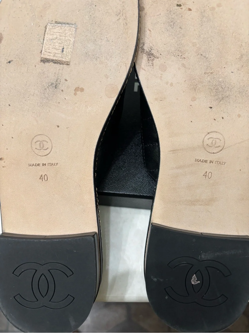 Chanel Leather Mule Sandals